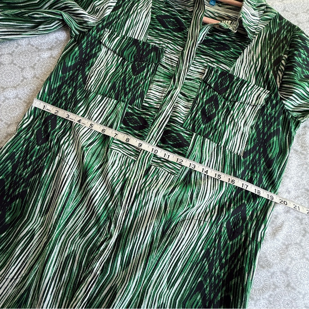 Derek Lam for DesignNation Green Woodgrain Print Cotton Tunic Dress Size M NWOT - Picture 8 of 10